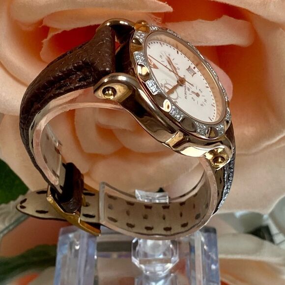 BCBGMaxAzaria Crystal Accented Rose Gold-tone Stainless Steel Chronograph Watch - Picture 6 of 16